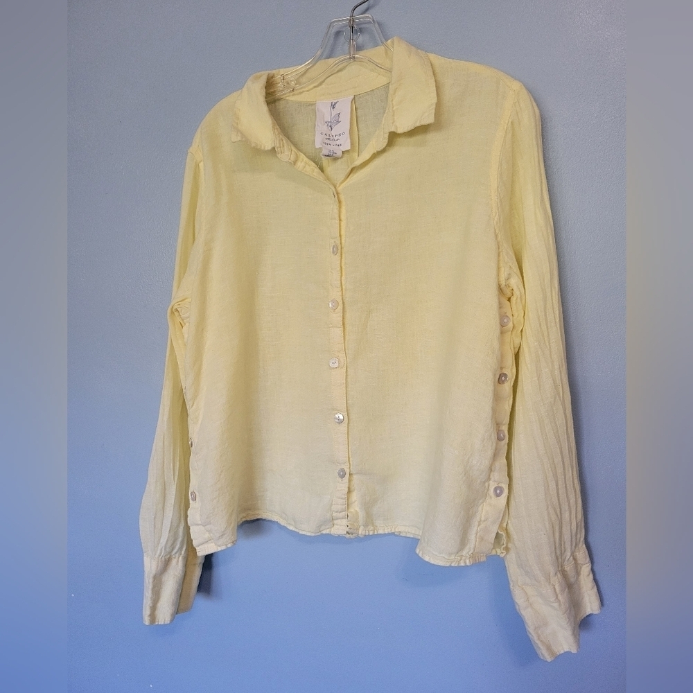 Calypso St Barth Linen Button-down Shirt Yellow M
